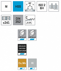 Метчики ручные MAYKESTAG HSS (Сет 3шт) M 7 DIN 352, C, sпрямой., 0450302000100