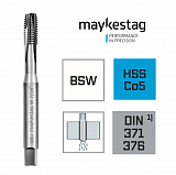 Метчик машинный MAYKESTAG HSS Co5 BSW(W) 1/4" DIN 371, B, прямой., 0520702000100