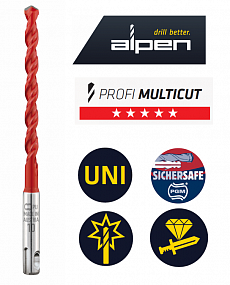 Универсальное сверла Alpen Profi Multicuts, SDS-plus, L=260/200, Ø 6.0, ProfiMulticuts-0053900600100