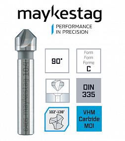 Зенкер твёрдосплавной MAYKESTAG (VHM)  90°, d 8.3 DIN 335, кромки  102°- 138°, 0653000830100