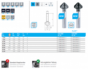 Зенкер MAYKESTAG HSSCo5%, 90°, Ø 4.3 DIN 335, Форма C, 3-гранный хв., Z=3 (102°-138°), 0238000430100