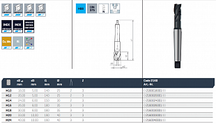 Цековка (Зенкер 180°) MAYKESTAG HSS, Ø24.0 M14 Z=3, DIN 375, Тип N, конический хв. (сменная цапфа), 0216002400100