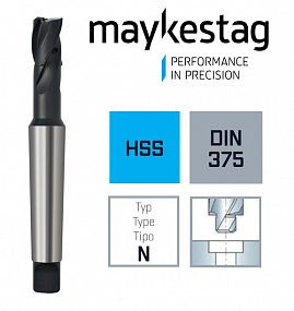 Цековка (Зенкер 180°) MAYKESTAG HSS, Ø20.0 M12 Z=3, DIN 375, Тип N, конический хв. (сменная цапфа), 0216002000100
