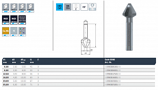 Зенкер MAYKESTAG HSS Co5%, 60°, Ø 6.3 DIN 334, Форма C, Z=3, 0228000630100