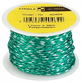 Шнур каменщика Stabila 1,7мм х50 м белый/зеленый