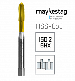 Метчик накатной машинный  MAYKESTAG HSS Co5 M 4 DIN 371, C, прямой, TiN, ISO 2 6HX, 0485500400100