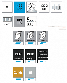Метчики ручные MAYKESTAG HSS Co5 (Сет 3шт) M20 DIN 352, C, прямой., 0452302900100