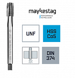 Метчик машинный MAYKESTAG HSS Co5 UNF 1/2"-20" DIN 374, B, прямой., 0520602800100